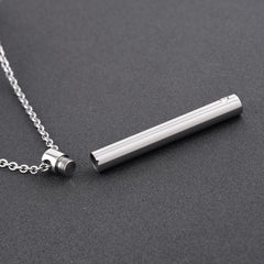 Silver Minimalist Cremation Urn Necklace With Rhinestone Gem