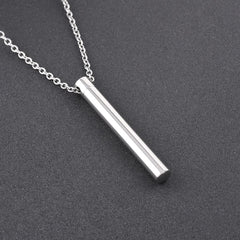 Silver Minimalist Cremation Urn Necklace With Rhinestone Gem