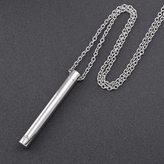 Silver Minimalist Cremation Urn Necklace With Rhinestone Gem