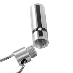 Silver Modern Cross Cylinder Cremation Urn Necklace With Rhinestone