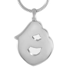 Silver Mother & Child Heart Shaped Cremation Urn Necklace With Rhinestones