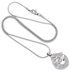Silver Mother & Child Heart Shaped Cremation Urn Necklace With Rhinestones