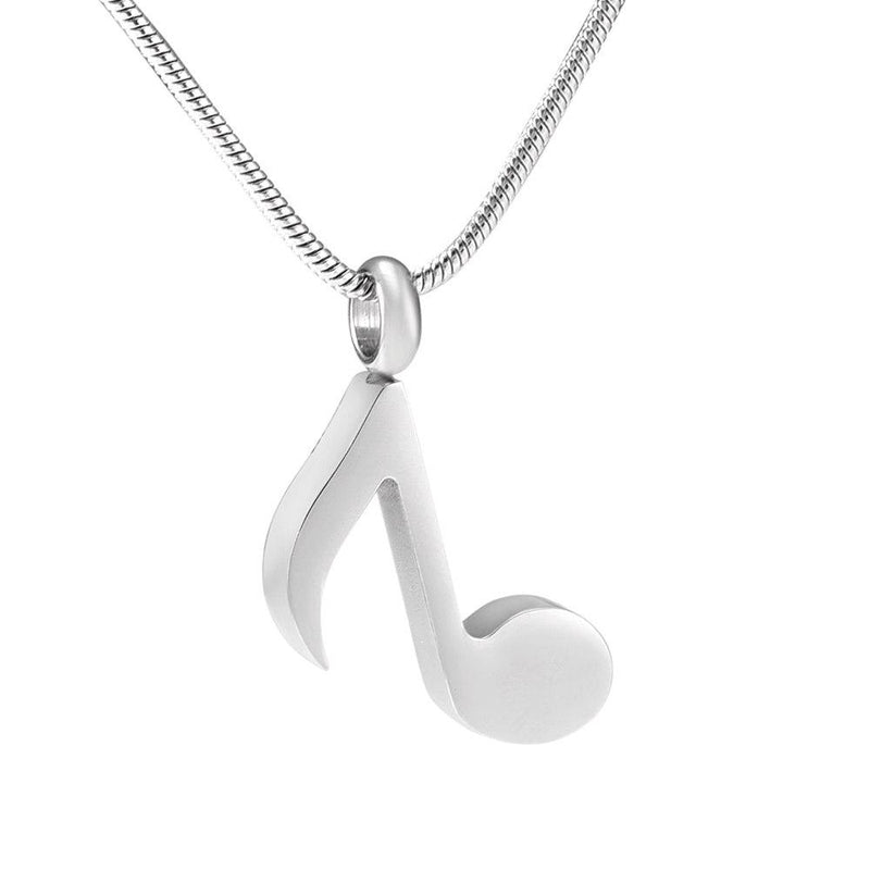 Silver Musical 8th Note Cremation Urn Necklace