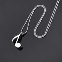 Silver Musical 8th Note Cremation Urn Necklace