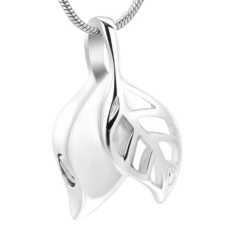Silver Olive Leaves Cremation Cremation Urn Necklace
