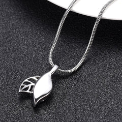 Silver Olive Leaves Cremation Cremation Urn Necklace