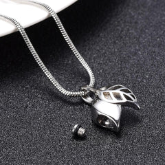 Silver Olive Leaves Cremation Cremation Urn Necklace