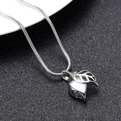 Silver Olive Leaves Cremation Cremation Urn Necklace