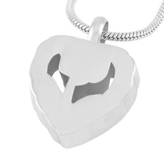 Silver Rhinestone Heart & Rose Flower Cremation Urn Necklace