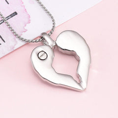 Silver & Rhinestone Heart Shaped Angel Wings Cremation Urn Necklace