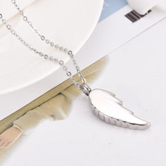 Silver Rose & Angel Wing Cremation Urn Necklace