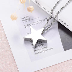 Silver Shining Star Shaped Cremation Urn Necklace