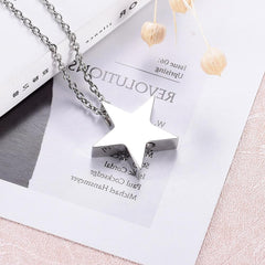 Silver Shining Star Shaped Cremation Urn Necklace