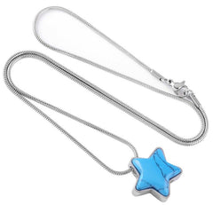 Silver Star With Turquoise Cremation Urn Necklace