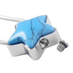 Silver Star With Turquoise Cremation Urn Necklace