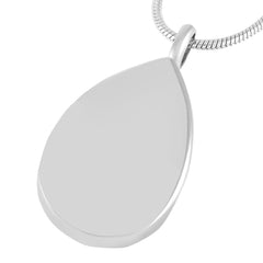 Silver Teardrop Cremation Urn Necklace With Rhinestones & Purple Gemstone