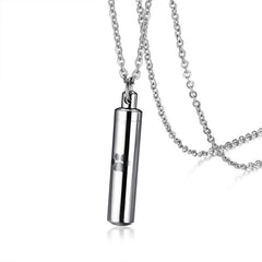 Silver Vial Pet Paw Cremation Necklace