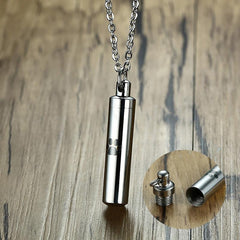 Silver Vial Pet Paw Cremation Necklace