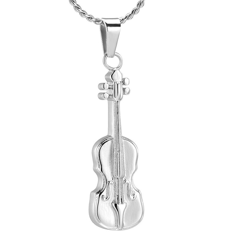 Silver Violin Cremation Urn Necklace