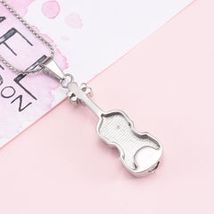 Silver Violin Cremation Urn Necklace