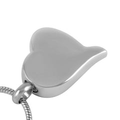 Silver & White Heart Shaped Cremation Urn Necklace With Rhinestones