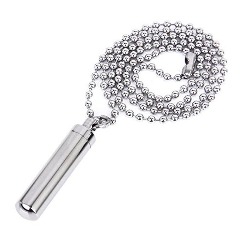 Simple Cylinder Shaped Cremation Urn Necklace