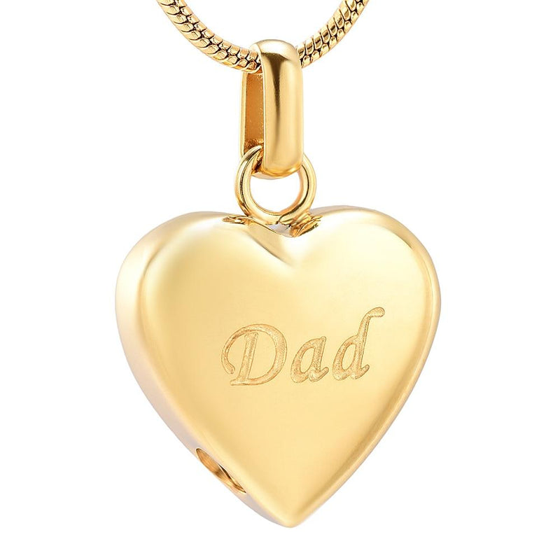 Simple Heart Etched With Dad Cremation Urn Necklace