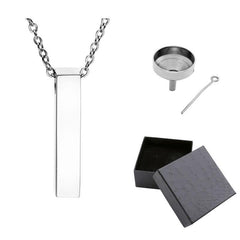 Simple Silver Column Cremation Urn Pendant Necklace