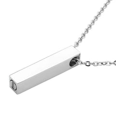Simple Silver Column Cremation Urn Pendant Necklace