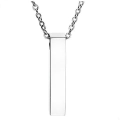 Simple Silver Column Cremation Urn Pendant Necklace