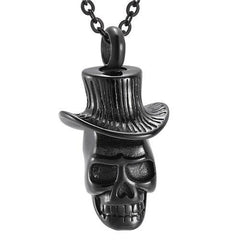 Skull With Top Hat Cremation Urn Necklace