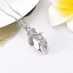 Skull With Top Hat Cremation Urn Necklace