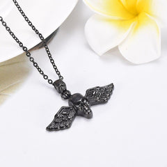 Skull With Wings Cremation Urn Necklace