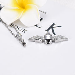 Skull With Wings Cremation Urn Necklace