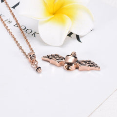 Skull With Wings Cremation Urn Necklace