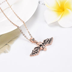 Skull With Wings Cremation Urn Necklace
