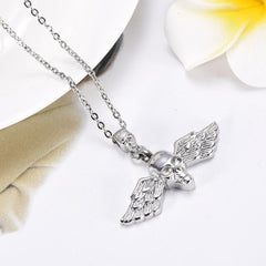 Skull With Wings Cremation Urn Necklace