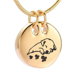 Sleeping Dog Cremation Urn Necklace