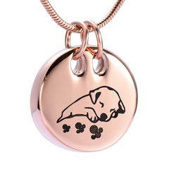 Sleeping Dog Cremation Urn Necklace