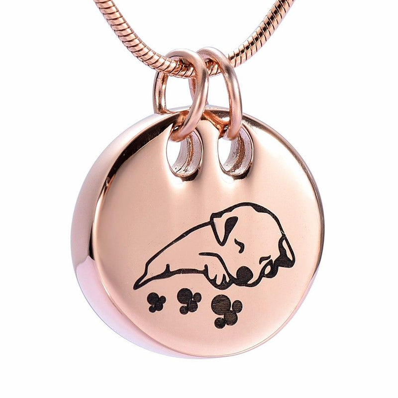 Sleeping Dog Cremation Urn Necklace