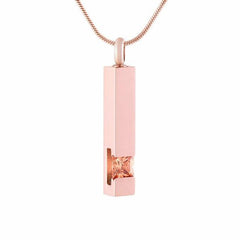 Solid Column Cremation Urn Necklace w/ Rhinestone