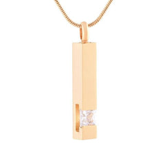Solid Column Cremation Urn Necklace w/ Rhinestone