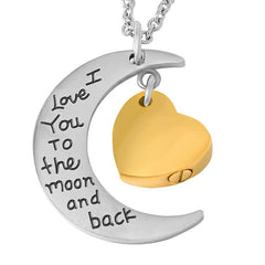 Son/Daughter Crescent Moon & Heart Charm Cremation Urn Necklace