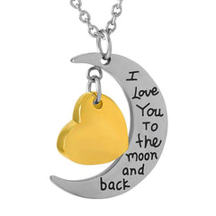 Son/Daughter Crescent Moon & Heart Charm Cremation Urn Necklace