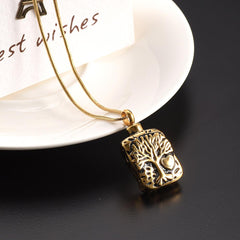 Square Shaped Tree of Life Cremation Urn Necklace