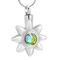 Sun Star With Rhinestone Inlay Cremation Urn Necklace