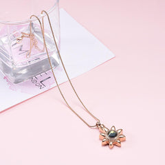Sun Star With Rhinestone Inlay Cremation Urn Necklace