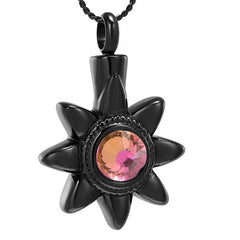 Sun Star With Rhinestone Inlay Cremation Urn Necklace