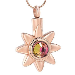 Sun Star With Rhinestone Inlay Cremation Urn Necklace