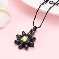 Sun Star With Rhinestone Inlay Cremation Urn Necklace